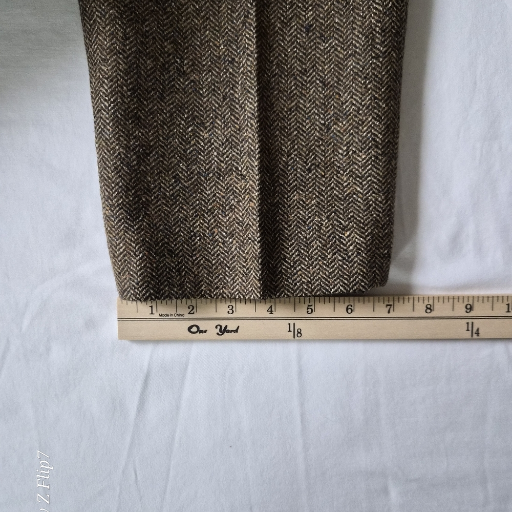 VTG Talbots Petite Italian Wool Silk Pantsuit | Brown Herringbone 2PC Set | 14P - Picture 10 of 16
